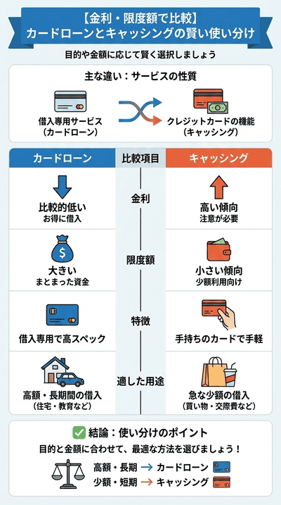 【金利・限度額で比較】カードローンとキャッシングの賢い使い分け
